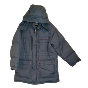 Vintage William‎ Barry Struggle Gear Mens XL Coat Hooded Dark Gray Zip Pockets